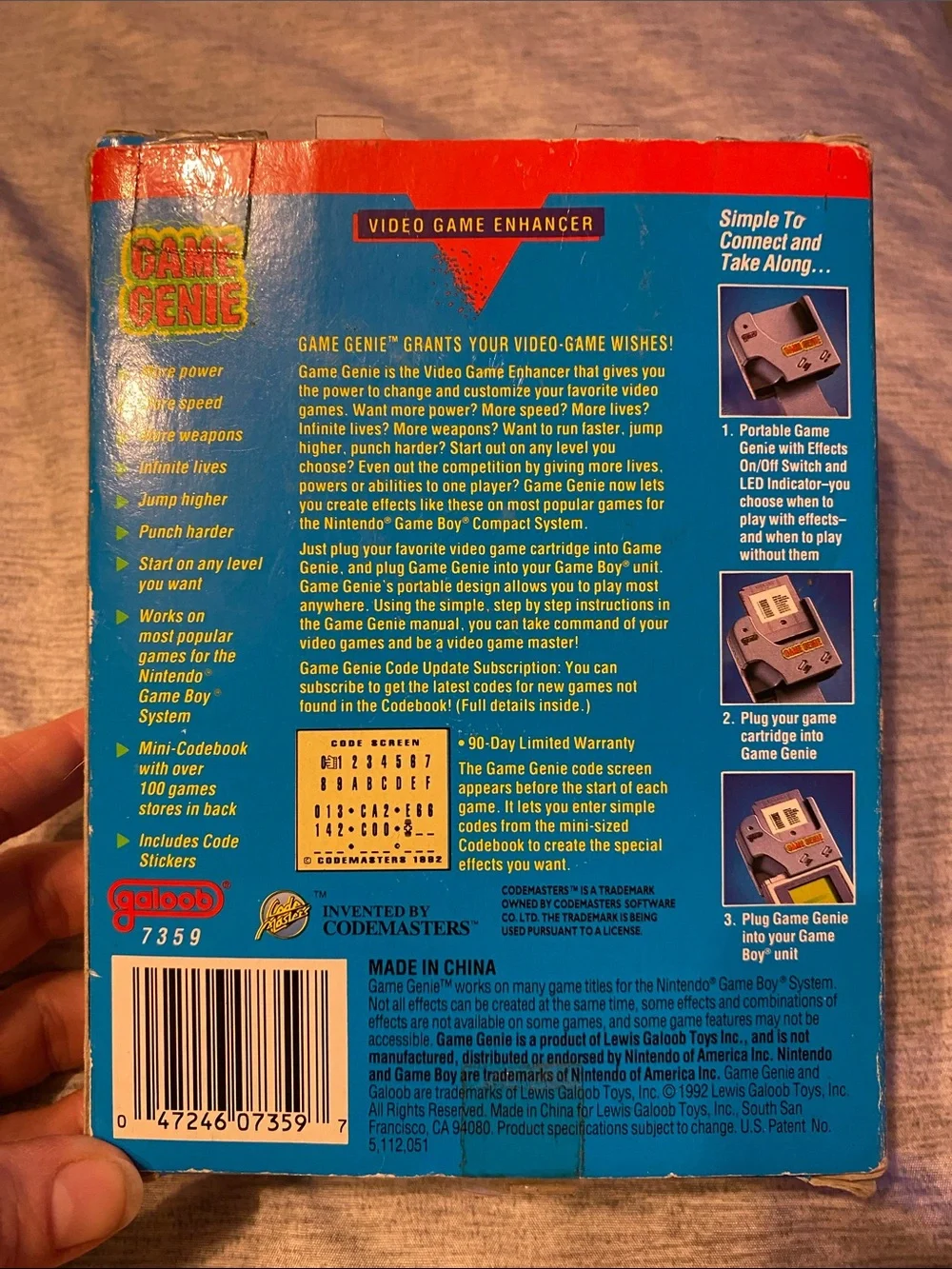 Galoob Game Genie Nintendo Gameboy Original Video Game Enhancer Open Box